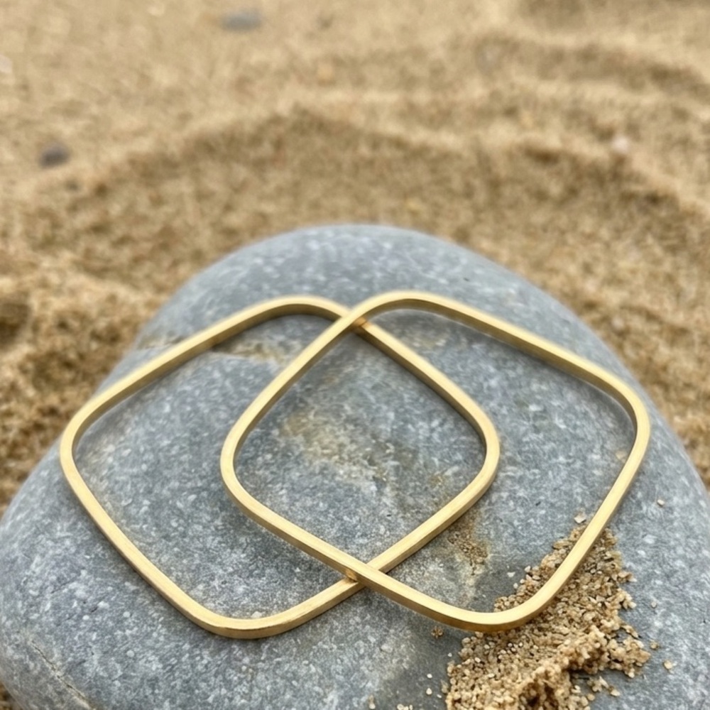 Gold Square Bangles Set of 2